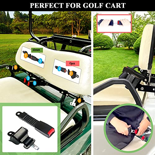 AIWEILUCK 2 Passenger Golf Cart Retractable 42" Seat Belts with Belt Bracket Kit for Yamaha Club Car DS Precedent EZGO TXT RXV - Image 2