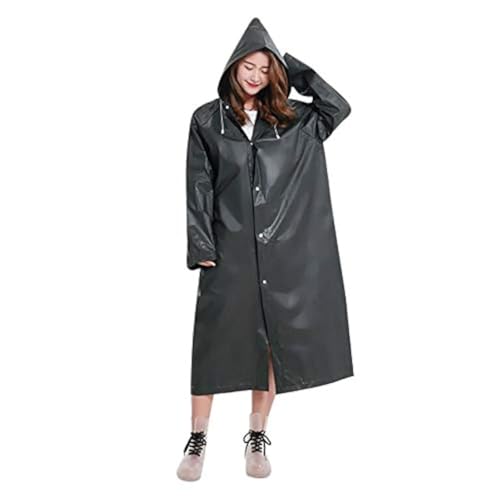 Visions India Unisex's Knee-Length Rain Coat (Evaraincoat-Black, Free Size - Image 1