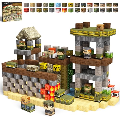 GobiDex 100PCS Magnetic Blocks Army Toys for Boys Girls Build MagWonder for Army Men STEM Building Toys for Kids Ages 3 Military GameBased Toddlers Birthday Gifts 1inch - Image 1