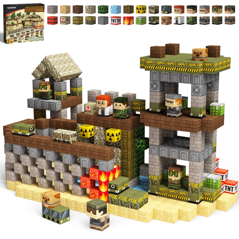 GobiDex 100PCS Magnetic Blocks Army Toys for Boys Girls Build MagWonder for Army Men STEM Building Toys for Kids Ages 3 Military GameBased Toddlers Birthday Gifts 1inch - Image 2