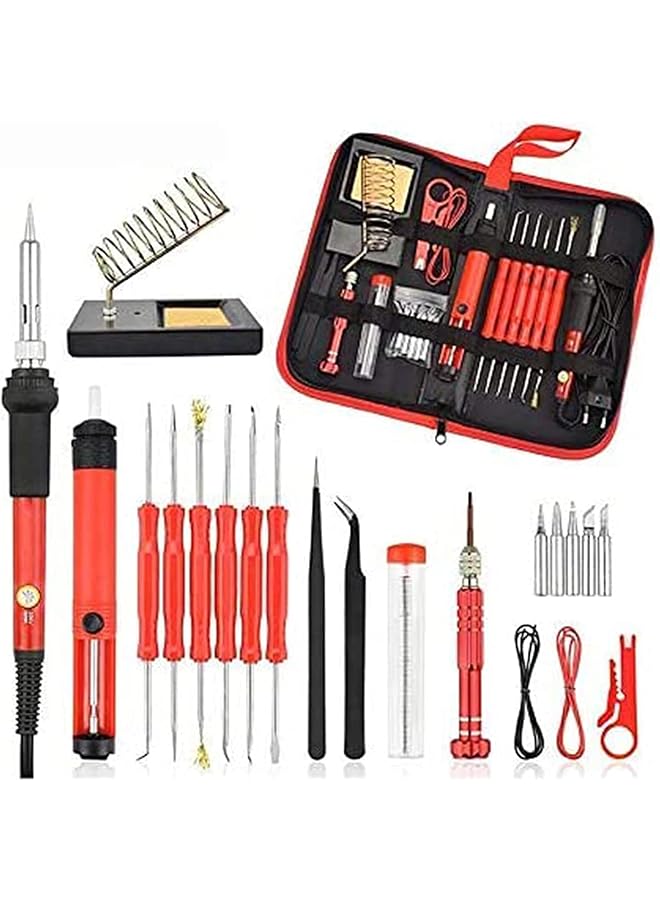erorex 60W 220V Electric Soldering Iron Kit 17 Pieces Adjustable Temperature Welding Tool Set - Image 1