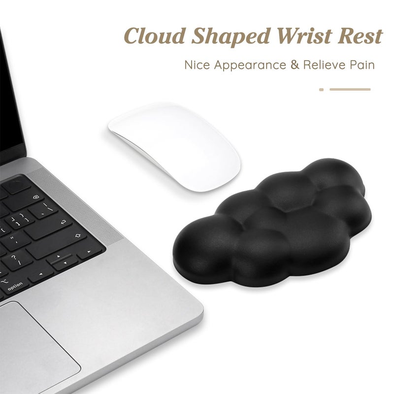 Arisase Cloud Wrist Rest Cushion For Mouse Ergonomic Soft Pu Leather Memory Foam Wrist Pain Relief Mouse Wrist Support Pad With Anti-Skid Base For Office School Home Laptop & Computer Mouse (Black) - Image 4