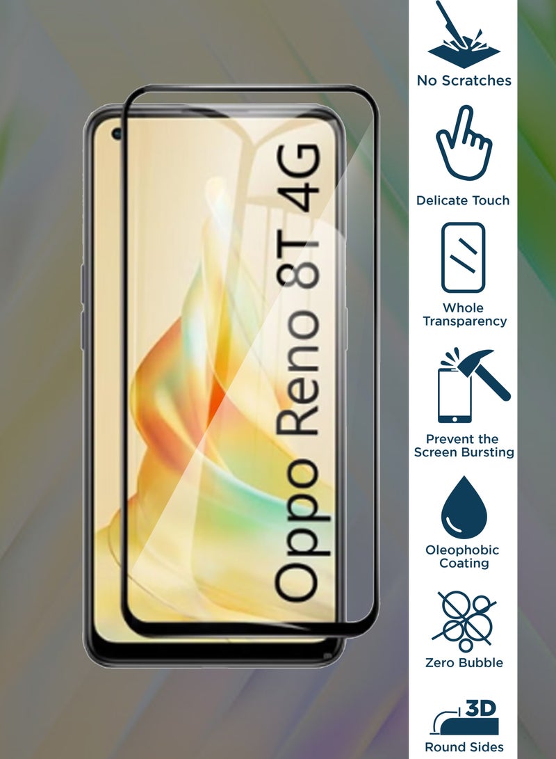 Glass Screen Protector For Oppo Reno 8T 4G - Black - Image 2