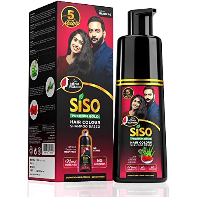 Siso PERMANENT HAIR COLOR SHAMPOO PUMP PACK, NATURAL BLACK 180ML | NO SKIN STAIN, NO AMMONIA, NO PARABENS - Image 1