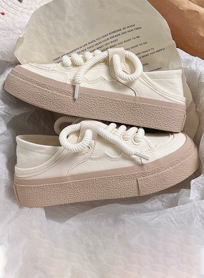 DUNISO Women's Play Fashion Sneakers Lace Up Canvas Sneaker Breathable Flat Bottom Shoes for Women Classic Student Sneakers Board Shoes for Outdoor Walking Running - Image 2