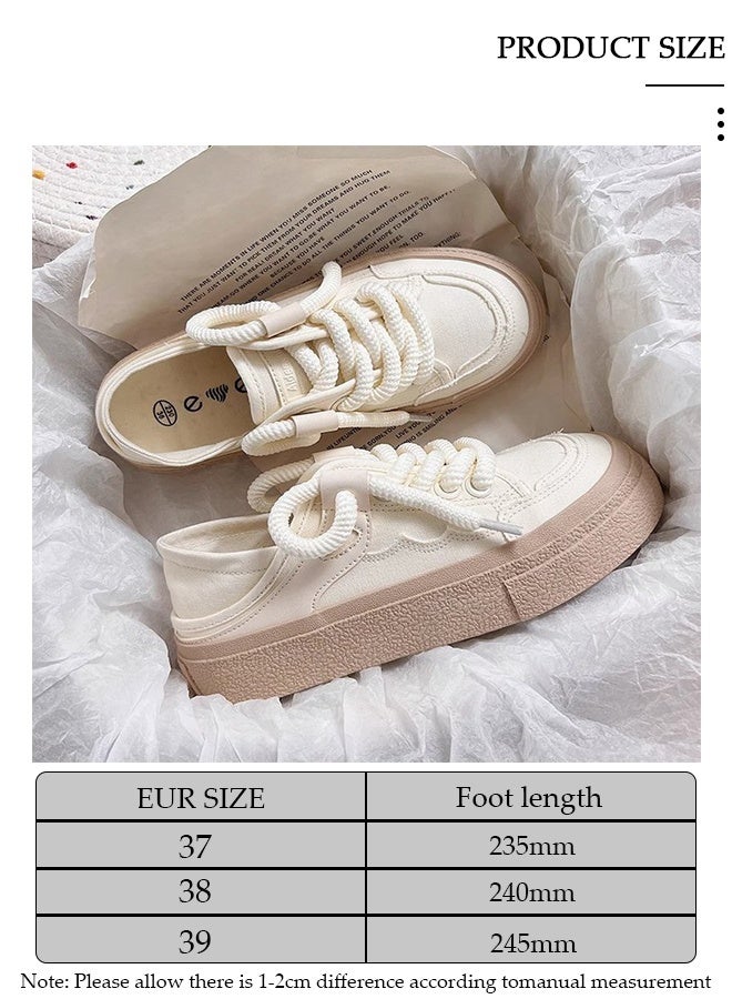 DUNISO Women's Play Fashion Sneakers Lace Up Canvas Sneaker Breathable Flat Bottom Shoes for Women Classic Student Sneakers Board Shoes for Outdoor Walking Running - Image 3