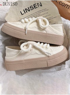 DUNISO Women's Play Fashion Sneakers Lace Up Canvas Sneaker Breathable Flat Bottom Shoes for Women Classic Student Sneakers Board Shoes for Outdoor Walking Running  - Image 2