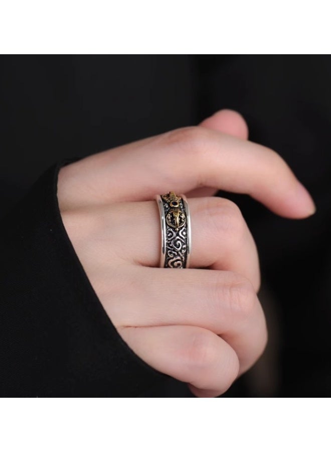 LATEEN Men Adjustable Ring Elegant Unique Retro Non-Fading Open Ring - Image 2