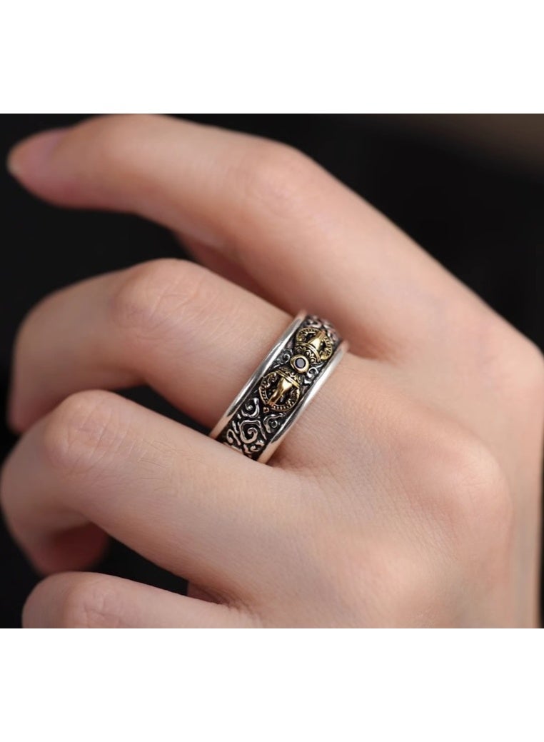 LATEEN Men Adjustable Ring Elegant Unique Retro Non-Fading Open Ring - Image 1