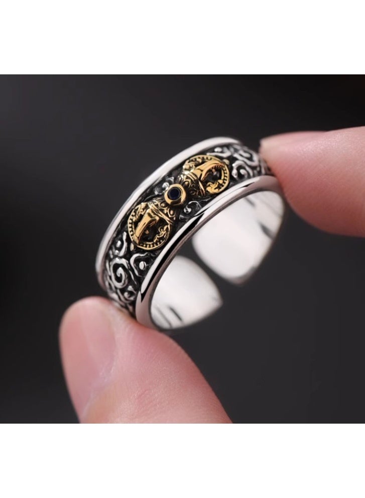 LATEEN Men Adjustable Ring Elegant Unique Retro Non-Fading Open Ring - Image 3