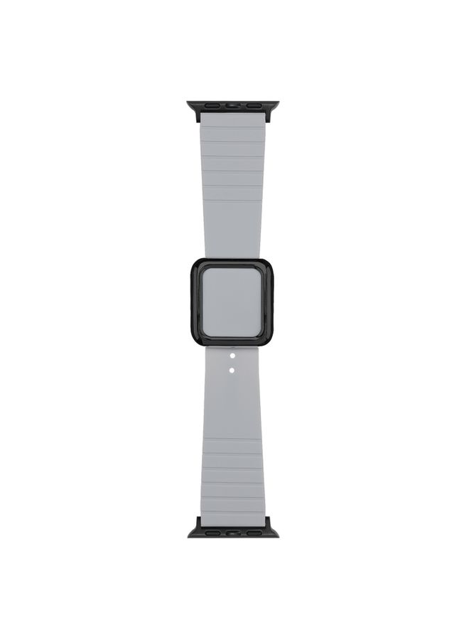 Replacement Strap Black Square Buckle Silicone Watch Band For Apple Watch Ultra 49mm&Watch Ultra 2 49mm / Series 9&8&7 45mm / SE 3&SE 2&6&SE&5&4 44mm / 3&2&1 42mm Cloud Grey 