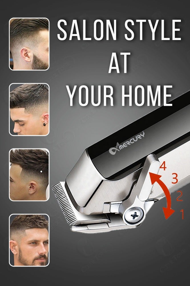 ميركيري ماكينة قص شعر قابلة لإعادة الشحن بمحرك قوي مضاد للاهتزاز | شفرات بأربع سرعات | رأس قص حاد | شفرة متحركة من السيراميك | شاشة LED ذكية | مدة تشغيل تصل إلى ١٨٠ دقيقة | بطارية طويلة ٢٠٠٠ مللي أمبير/ساعة | شفرات سهلة التنظيف - Image 5