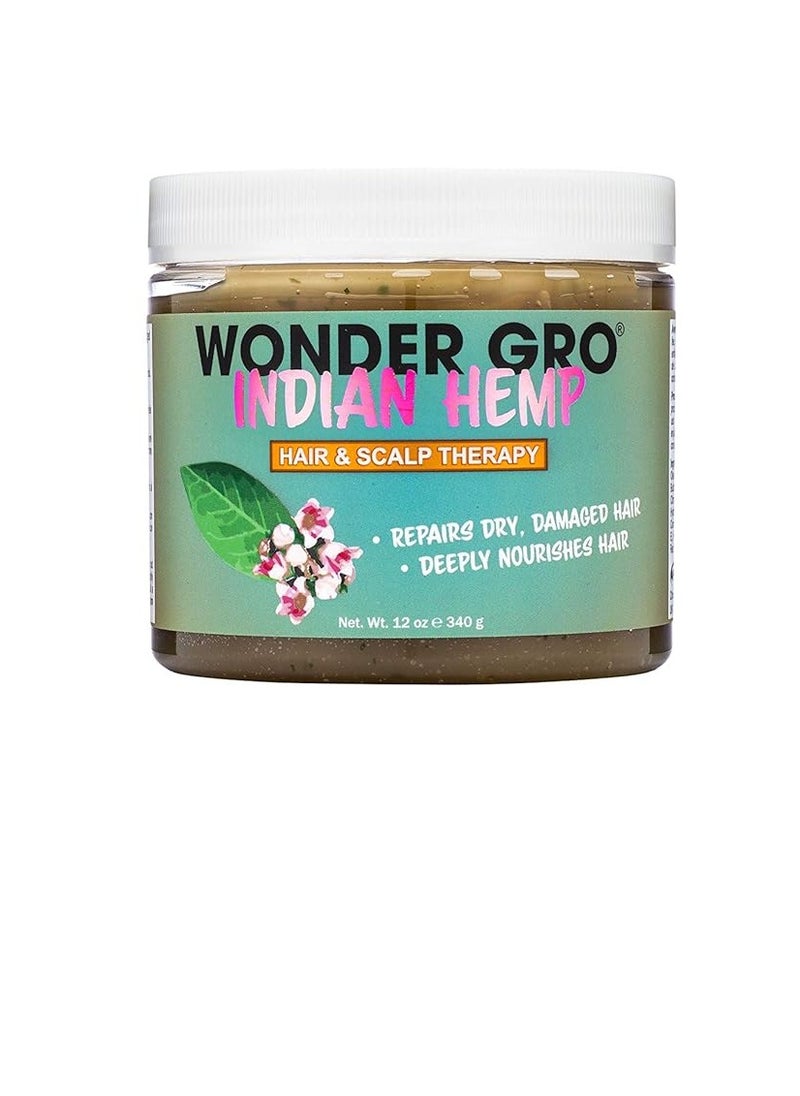 WONDER GRO Indian Hemp Hair Grease Pomade, 12 fl oz - Hair Regrowth Styling Treatment - Deeply Nourishes & Repairs Damages By Wonder Gro 