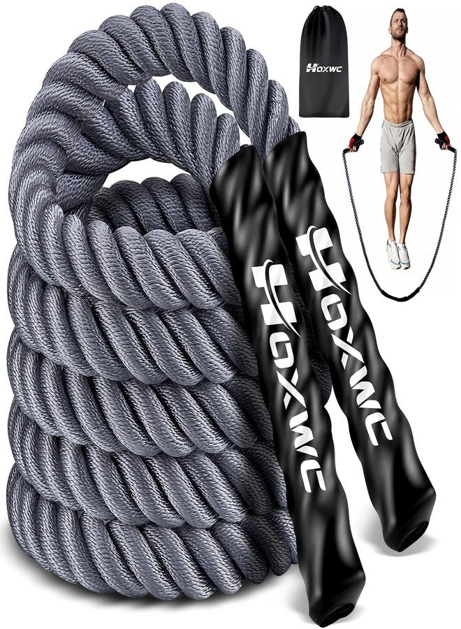 HOXWC Weighted Jump Rope, 2lb Heavy Duty Jump Rope for Fitness, Weighted Jump Rope for Men and Women, Battle Rope for Fitness Training, Home Workout, Strengthening Legs, Arms and Stabilizing Muscles - Image 1