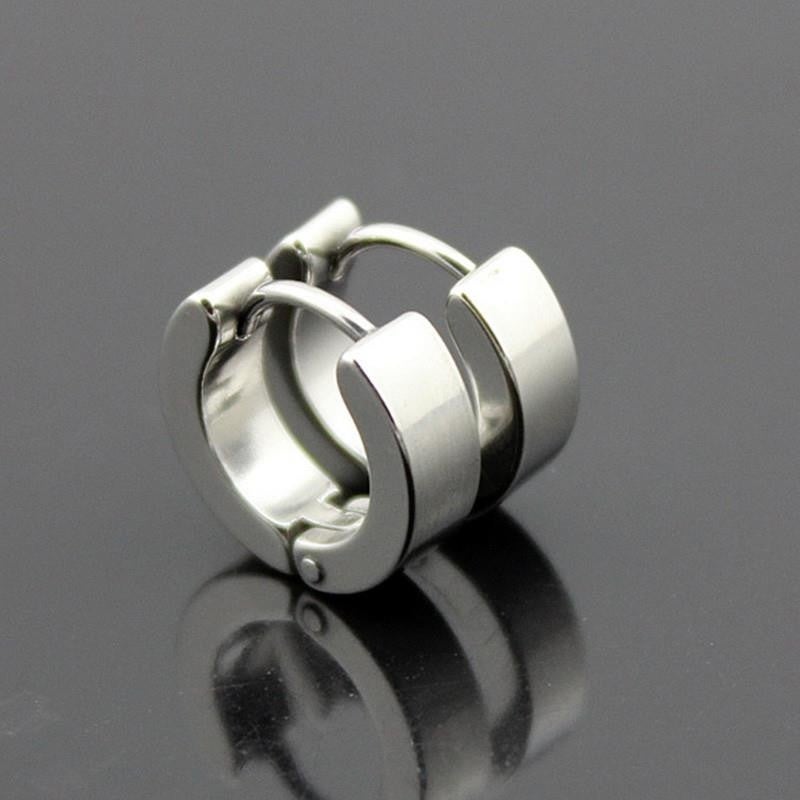 Jewelry Shop Thin Flat Hoop Unisex Men's Steel Earring Pair 3mm 2 Colors Mse8