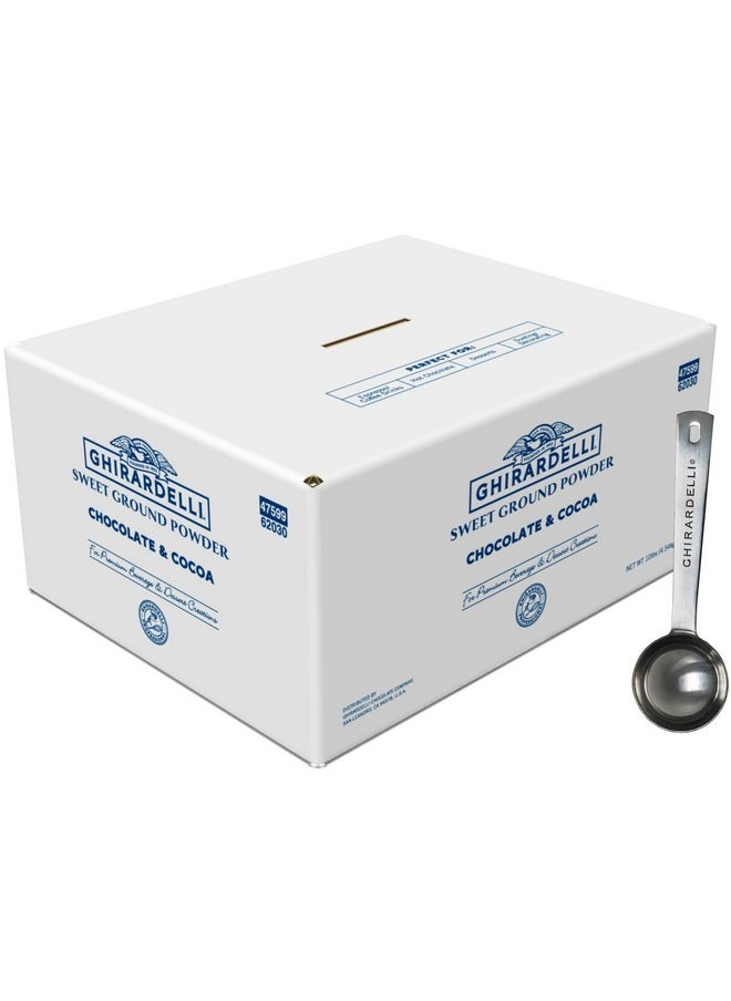 By The Cup Ghirardelli Sweet Ground Chocolate & Cocoa Gourmet Powder, 10 lb Box with Ghirardelli Stamped Barista Spoon  - Image 1