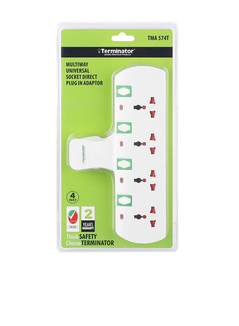 Terminator 4 Way Universal T Socket Multi Adaptor  - Image 3