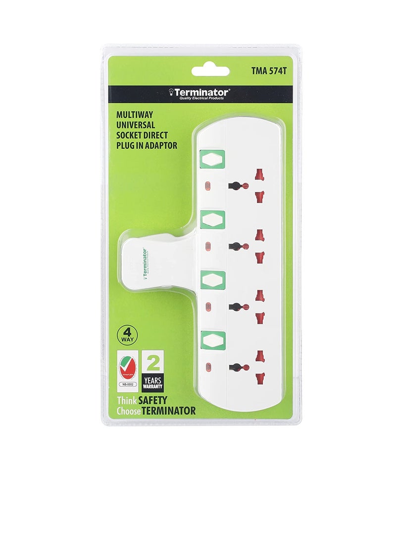 Terminator 4 Way Universal T Socket Multi Adaptor  - Image 2