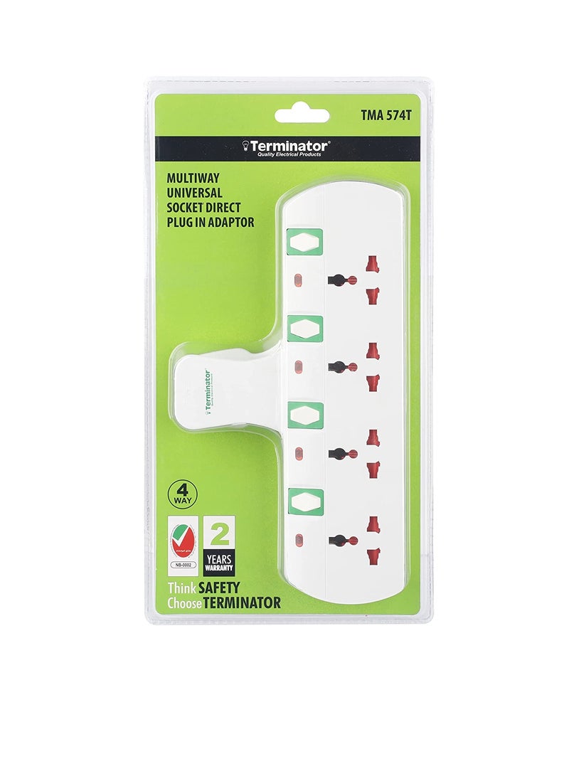 Terminator 4 Way Universal T Socket Multi Adaptor  - Image 1