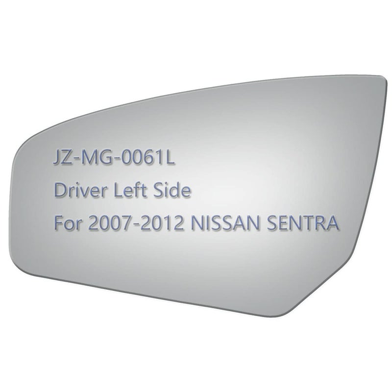 JZSUPER Side Mirror Glass fit for 2007 2008 2009 2010 2011 2012 Nissan Sentra Driver Left Side LH Flat Including Adhesive Non Towing Mirror Glass Non Heated
