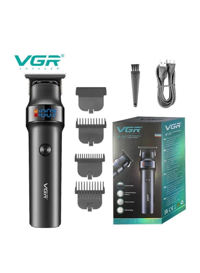 VGR V-987 Professional Hair Trimmer with Digital Display | Turbo Function with Travel Lock, 7000 RPM DC Motor with Stainless Steel & Ceramic Blade, 400 Minutes Runtime - Black - Image 1