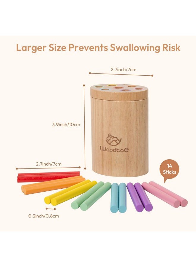 Woodtoe Wooden Montessori Sticks Toys for Kids, 7 Colors Toddler Learning Toys for 1-3 Year Old, Natural Wood Educational Sorting Toy, Sensory Toys Travel Game Birthday for Boys Girls Aged 1+ - Image 5