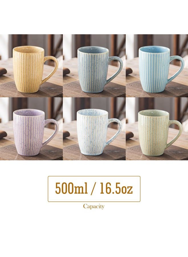 Yundu 16 oz Coffee Mugs Set of 6, Large Coffee Cups, Ceramics Mug with Handle, Cups foe Latte, Tea, Cappucino - Assorted Colors - Image 2