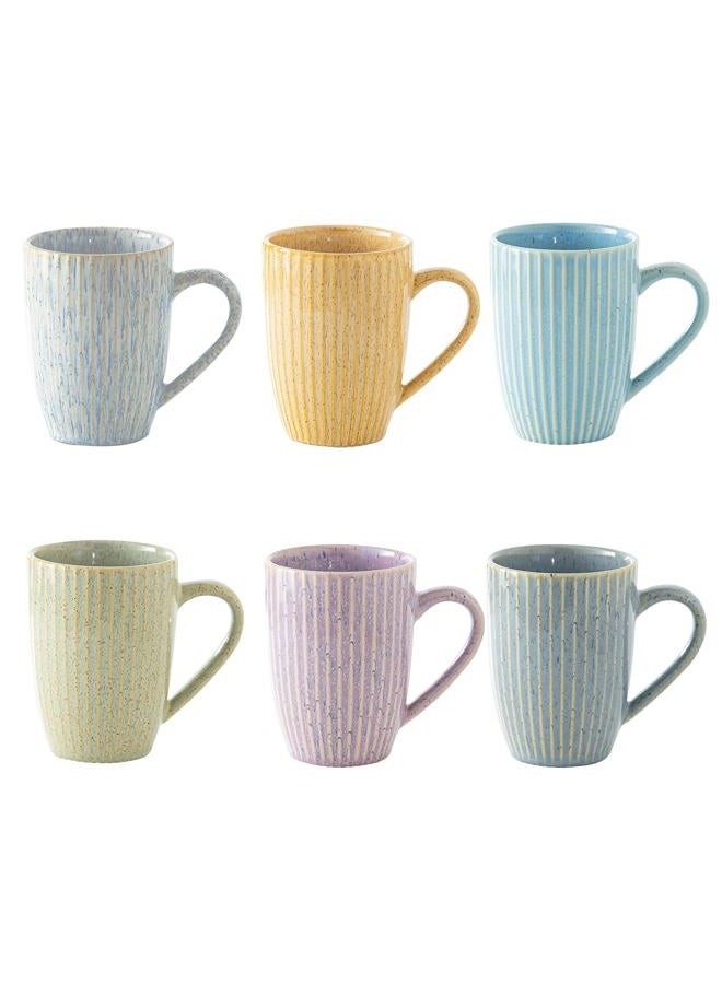 Yundu 16 oz Coffee Mugs Set of 6, Large Coffee Cups, Ceramics Mug with Handle, Cups foe Latte, Tea, Cappucino - Assorted Colors - Image 1