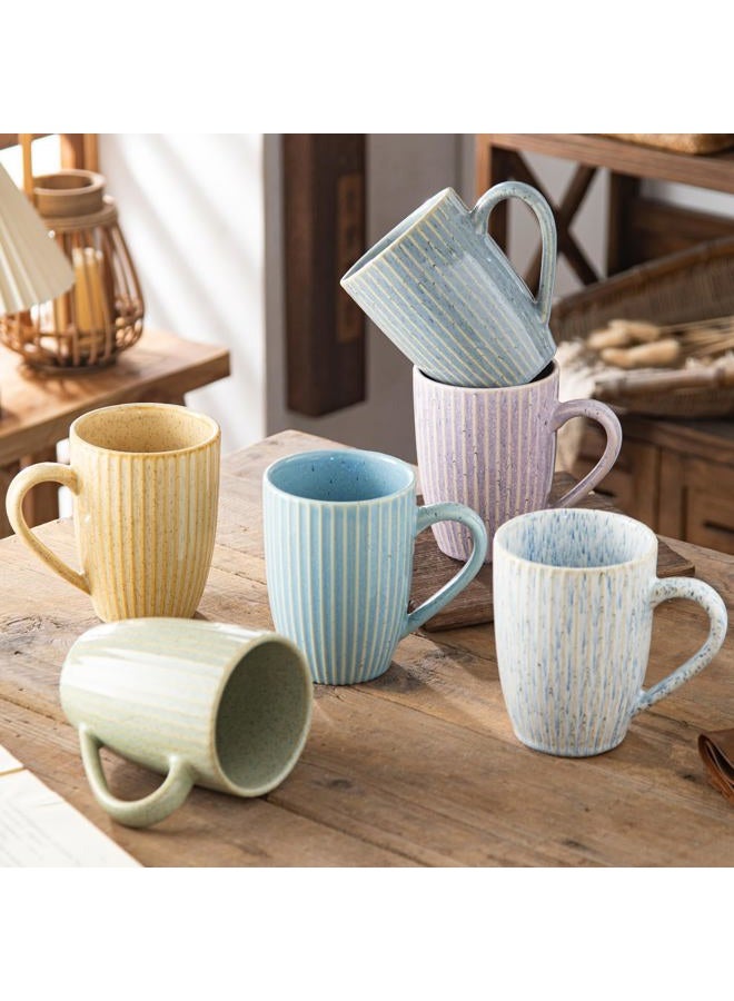 Yundu 16 oz Coffee Mugs Set of 6, Large Coffee Cups, Ceramics Mug with Handle, Cups foe Latte, Tea, Cappucino - Assorted Colors - Image 4