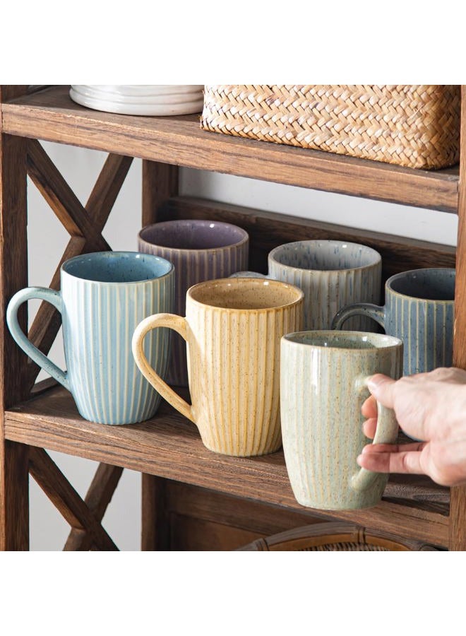 Yundu 16 oz Coffee Mugs Set of 6, Large Coffee Cups, Ceramics Mug with Handle, Cups foe Latte, Tea, Cappucino - Assorted Colors - Image 5