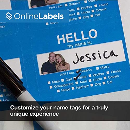 Online Labels OnlineLabels 2-1/3" x 3-3/8" Printable Name Tags – Permanent Adhesive, White Matte – for Conference, Event, & Visitor Name Badges – for Inkjet & Laser Printers –Pack of 800 Labels, 100 Sheets OL5030WX - Image 3