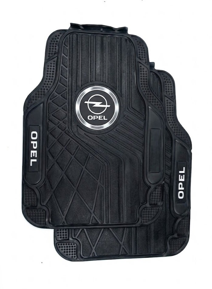 أوبل مجموعة دواسات سيارة امامية وخلفية مخصصة من الجلد بتغطية كاملة مضادة للماء مانعة للانزلاق بلون اسود لسيارة اوبل من 5 قطع - Image 1