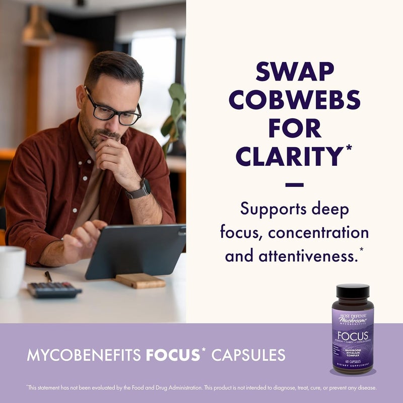 Host Defense MycoBenefits Focus Capsules  Mushroom Supplement for Brain Health Support  Neurological Function Aid for Adults  Includes Lions Mane Reishi  B Vitamins  60 Capsules 30 Servings - Image 5