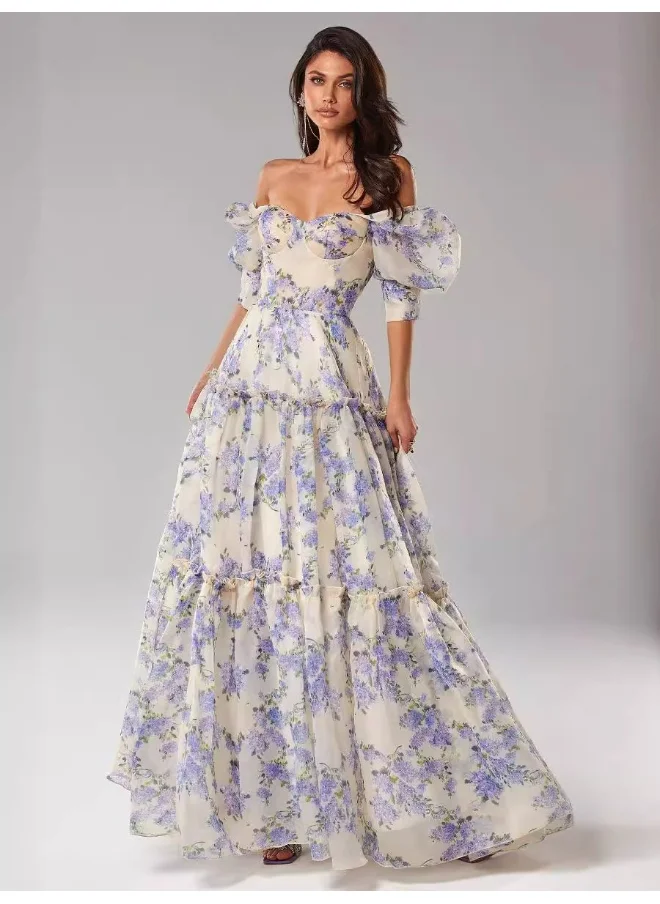 Madam Uniq Womens Elegant Printing Long Evening Dress