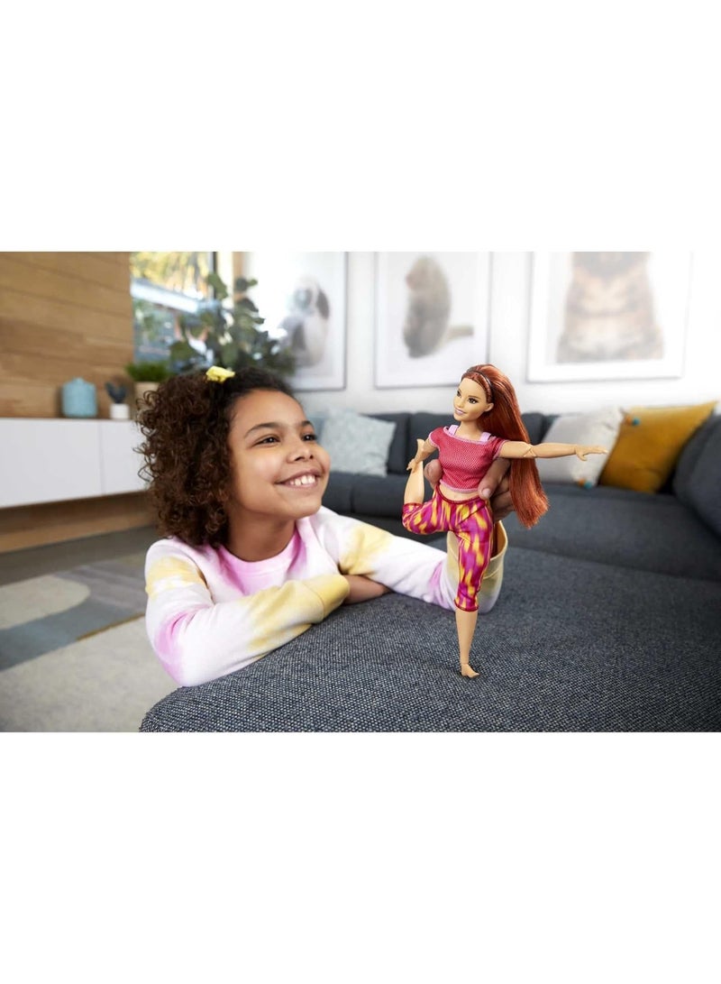 Barbie ​Made To Move Doll, Curvy, With 22 Flexible Joints & Long Straight Red Hair Wearing Athleisure Wear For Kids 3 To 7 Years Old - Image 4