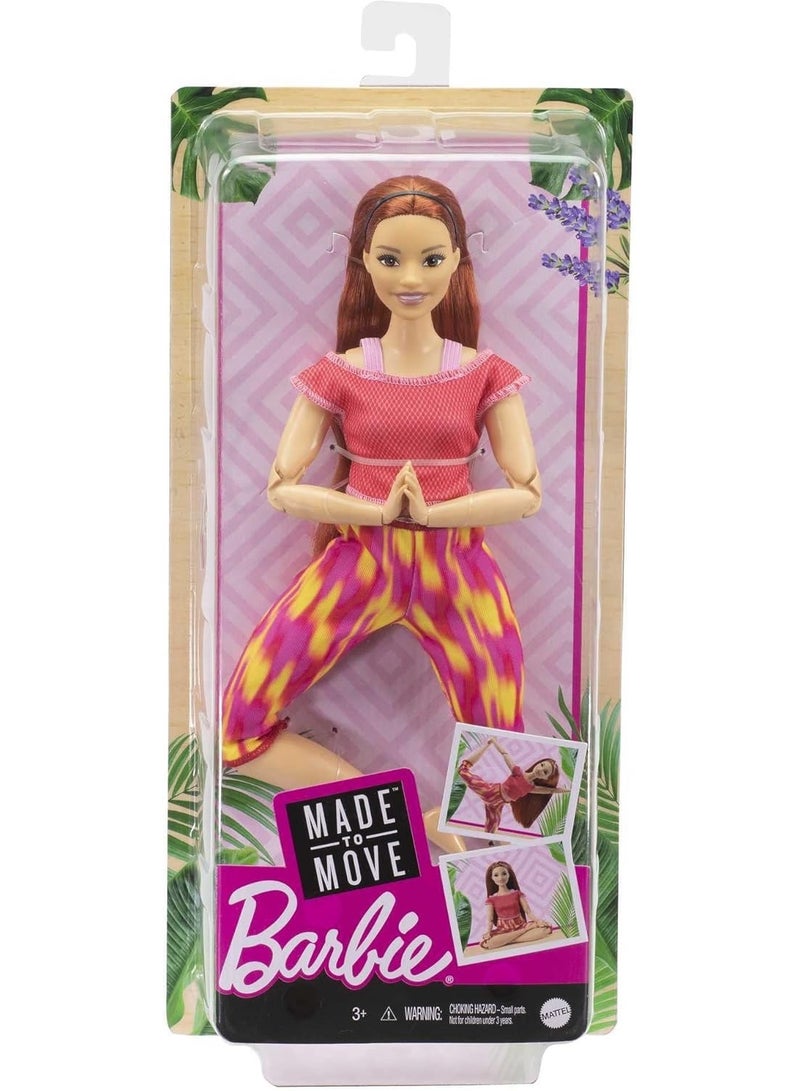 Barbie ​Made To Move Doll, Curvy, With 22 Flexible Joints & Long Straight Red Hair Wearing Athleisure Wear For Kids 3 To 7 Years Old - Image 1