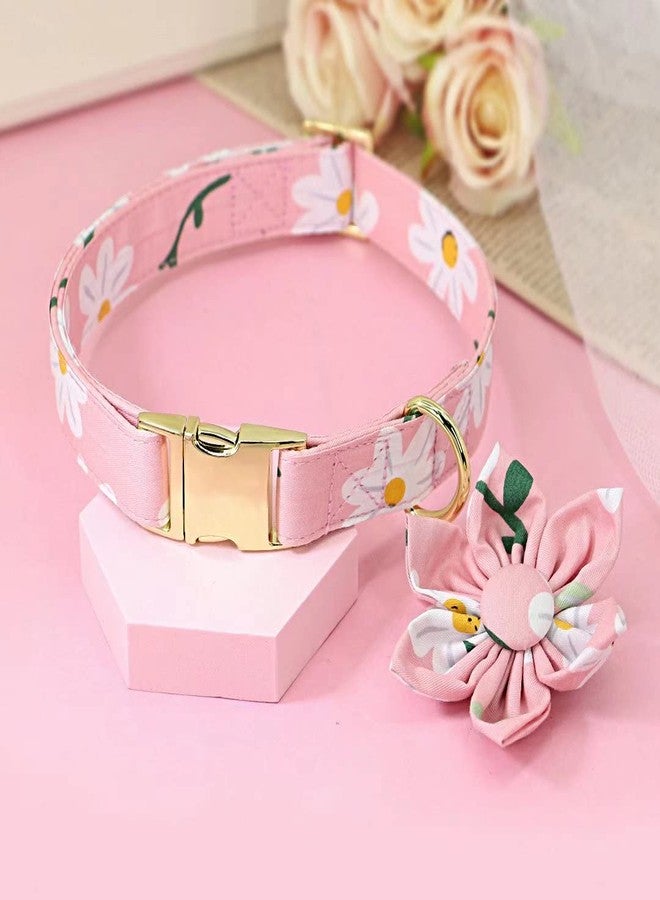 Beirui Cute Girl Dog Collars with Vibrant Floral Patterns, Female Dog Collar with Flower for Walking, Durable Adjustable Collar for Small Medium Large Dogs(L, Pink-5) - Image 4