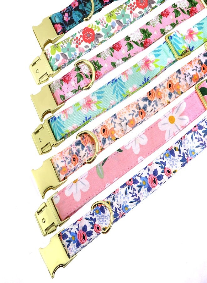 Beirui Cute Girl Dog Collars with Vibrant Floral Patterns, Female Dog Collar with Flower for Walking, Durable Adjustable Collar for Small Medium Large Dogs(L, Pink-5) - Image 2