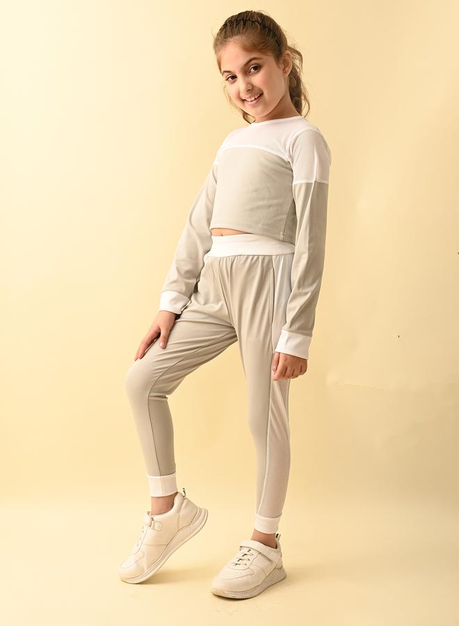 Color Block Mesh Detail T-Shirt & Leggings Set by Styli