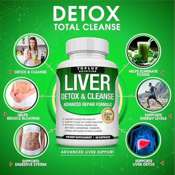 Toplux Liver Cleanse Detox & Repair Formula Liver Detox Supplement – Milk Thistle with Dandelion, Artichoke, Turmeric, Beet Root, Turmeric & More for Natural Fast Herbal Cleansing Non-gmo Vegan 60 Capsules - Image 2