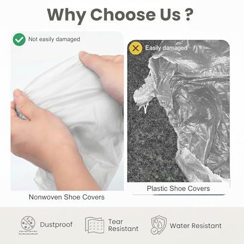 C-Cure Disposable Shoe Covers 50 Pcs | Non-Woven Breathable Anti-Slip Foot Covers with Elastic | Not Waterproof | Indoor Hygiene for Hospital, Clinic, Home Cleaning & Visitors Use | Free Size - White - Image 5