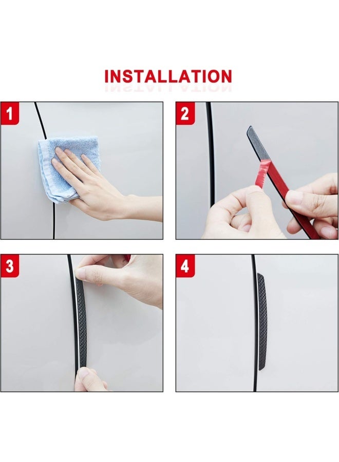 4 Pcs Car Door Anti-Collision Strip Door Edge Guards Anti-Rub Protector Trim Carbon Fiber Texture Car Door Corner Bumper Protector Anti-Scratch Universal for All Cars SUV (I) - Image 4