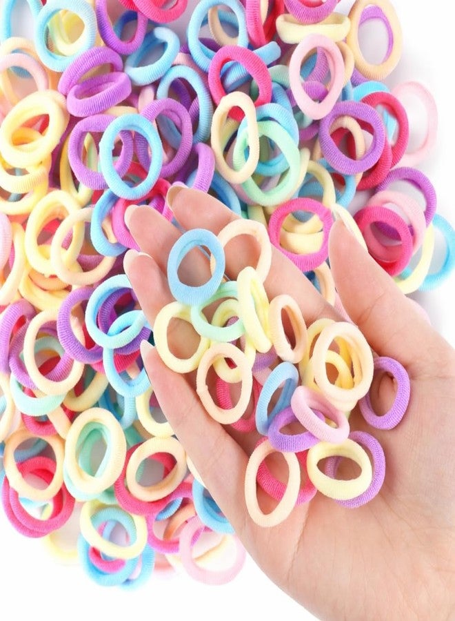 Nibbler 100 Pcs Baby Hair Ties for Girls and Kids Soft Premium Cotton Mini Elastic Rubber Bands Stretchable Non-Slip Small Ponytail Holder Tiny (Pack of 100) - Image 1