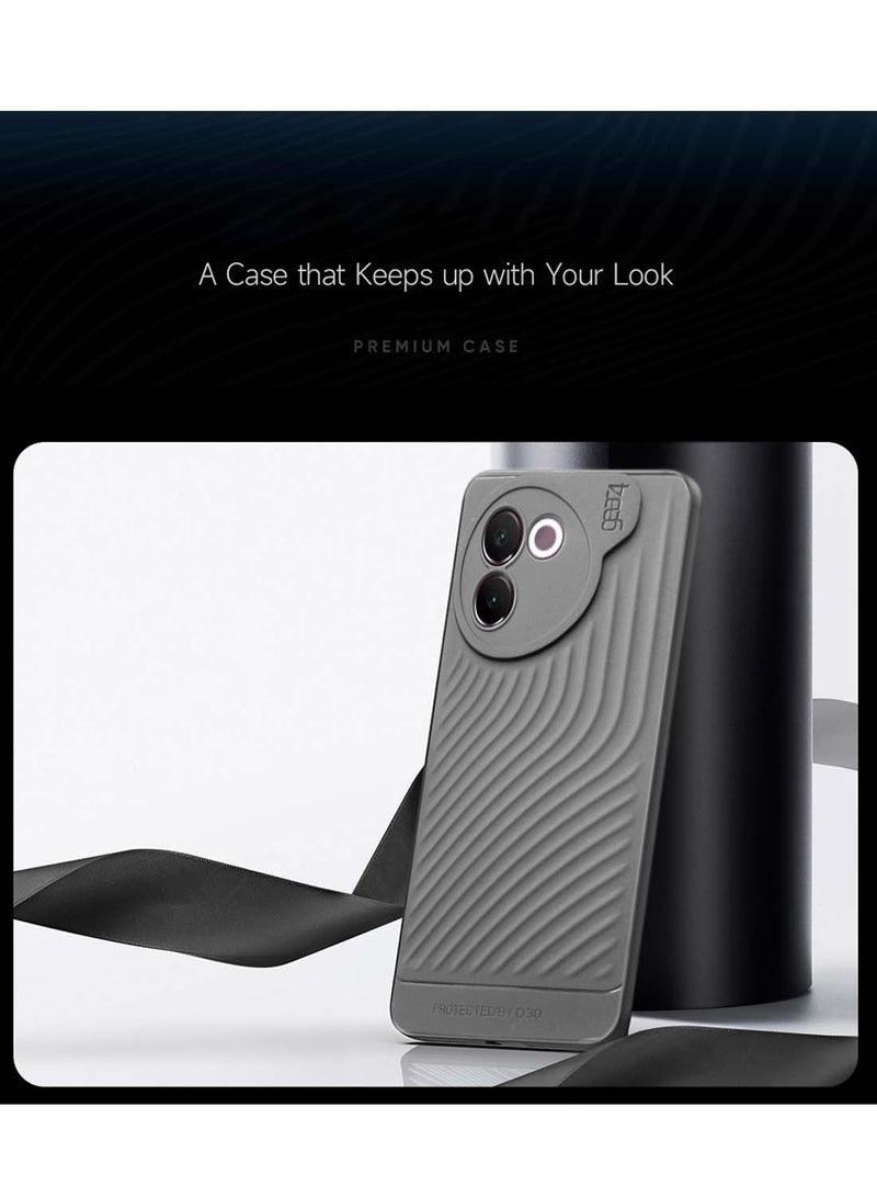 Vivo V30e 5G 2024 Liquid Silicone With Wavey Texture Case Cover - Grey