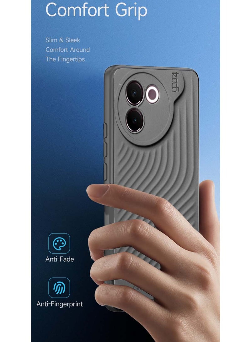 Vivo V30e 5G 2024 Liquid Silicone With Wavey Texture Case Cover - Grey