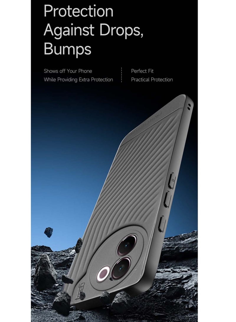 Vivo V30e 5G 2024 Liquid Silicone With Wavey Texture Case Cover - Grey