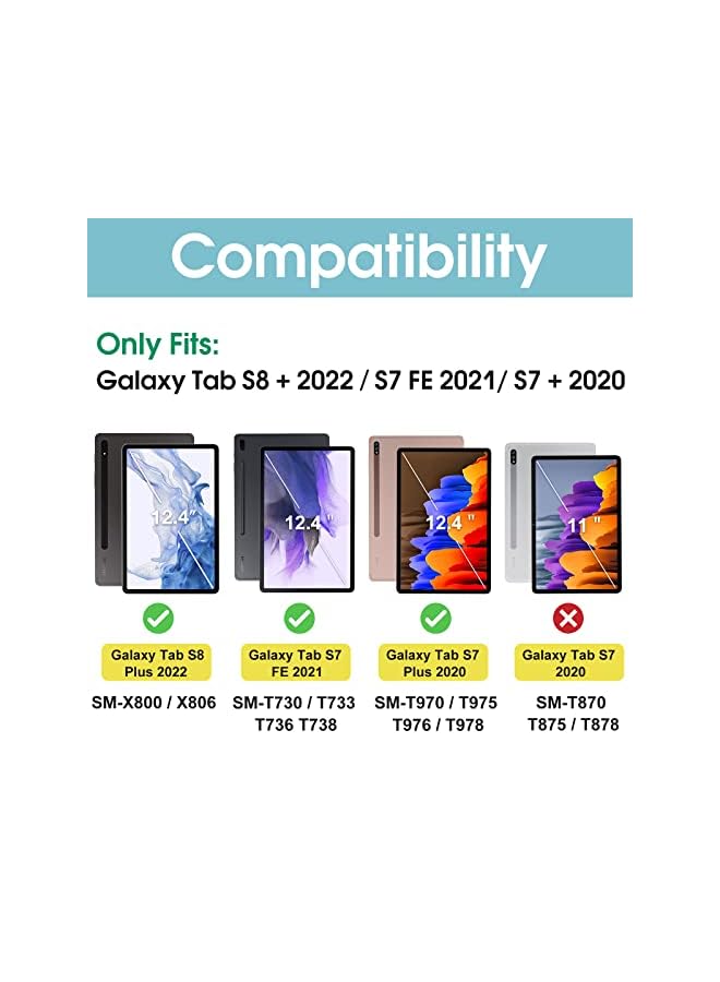 Procases Galaxy Tab S8 Plus/S7 Fe 2021/S7 Plus 2020 12.4‘’ Case(Sm-X800 X806 T730 T733 T736 T970 T975 T976 T978), Slim Stand Folio Smart Cover For 12.4" Galaxy Tab S8+ S7 Fe S7+ -Black - Image 2