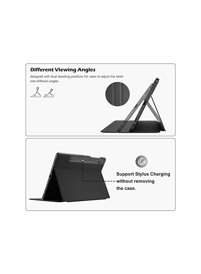 Procases Galaxy Tab S8 Plus/S7 Fe 2021/S7 Plus 2020 12.4‘’ Case(Sm-X800 X806 T730 T733 T736 T970 T975 T976 T978), Slim Stand Folio Smart Cover For 12.4" Galaxy Tab S8+ S7 Fe S7+ -Black - Image 4