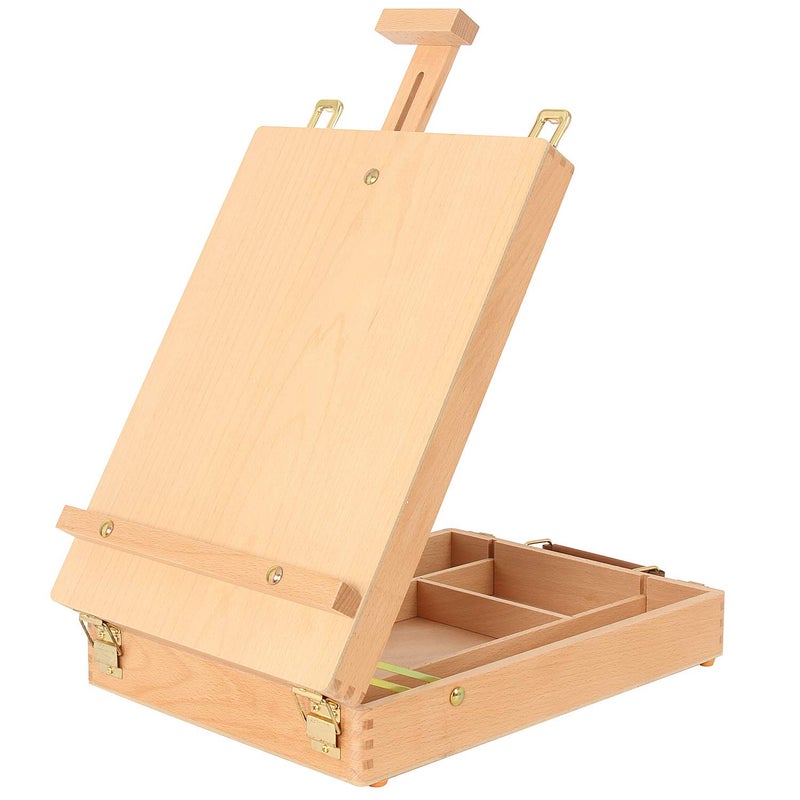 Kuyal Art Supplies Box Easel Sketchbox Painting Storage Box Adjust Wood Tabletop Easel for Drawing  Sketching Student Painting Easel Box 