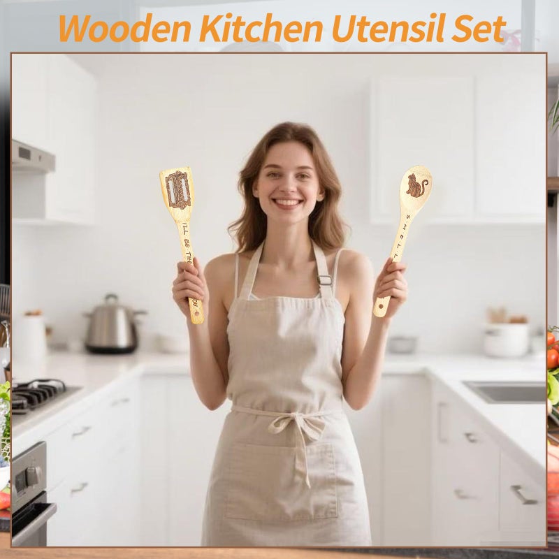 FUTERLY Friends TV Show Merchandise - 5 Pcs Wooden Spoon Spatula for Cooking Utensils Set,Friendsgiving Party Decorations,Friendsgiving Gift Ideas,Friends TV Show Christmas Gifts for Friends ï»¿ - Image 4